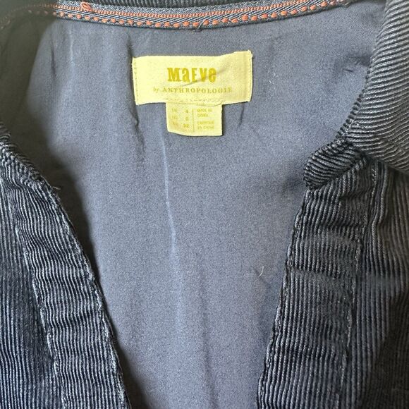 Anthropologie Maeve Womans Button Down Dress Corduroy Tie Waist Sz 0 - Picture 3 of 8